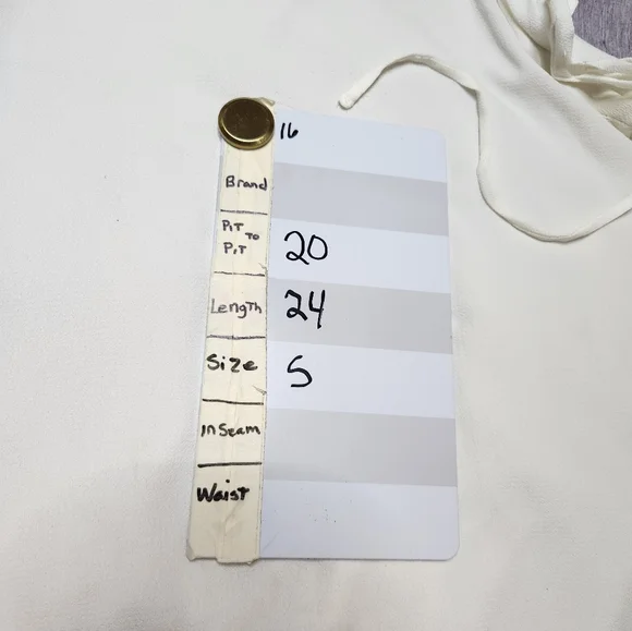 C Cream Blouse Womens Small Lace Up Sleeve Ruffle Cuff Textured Top - Picture 6 of 6